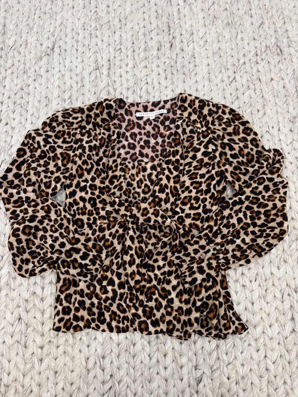 Veronica Beard Leopard Print Silk Blouse